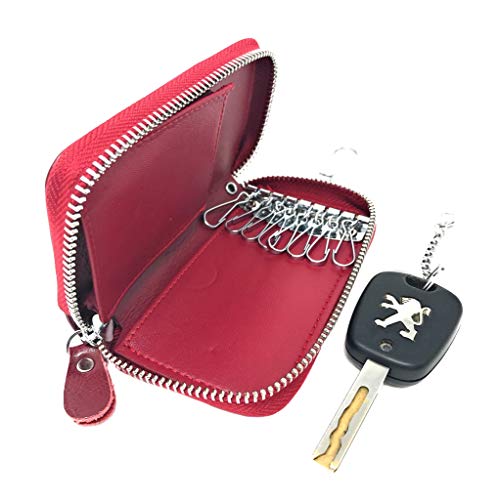 Su.B Llavero - Estuches de Llave - Cuero real - Llaveros del coche - Hombres – Mujeres - Vino Rojo