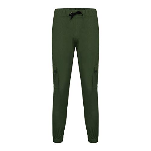 Subfamily Pantalones de Herramientas Deportivas Casuales Multibolsillos de Color Liso para Hombre Azul Marino Pocket Overol Casual Pocket Sport Work Pantalones de Pantalón Casuales Ejercito Verde M