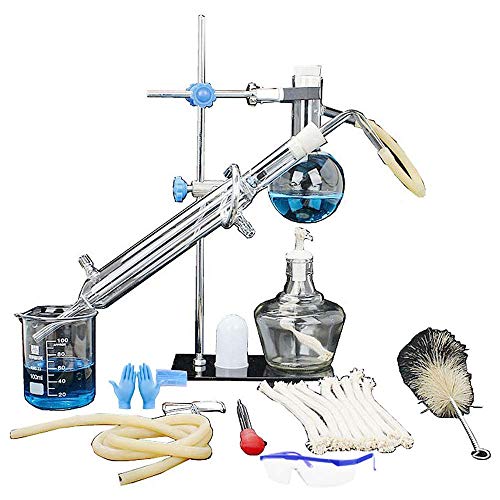 Sucastle Unidad de Destilación Conjunto de Vidrio de Laboratorio Ciencia Industrial Destilador Pure Rocío Purificación Hacer Aceites Esenciales Filtro Alcohol destilado químico del Agua