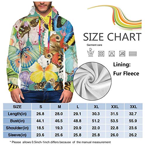 Sudaderas con capucha para hombre con diseño de mariposas coloridas Negro Negro ( XXXL