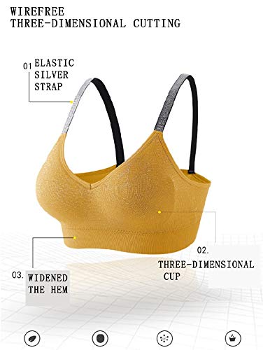 Sujetador Deportivo Mujer Sujetadores Deportivos con Correa Plateada para Mujer Sujetadores De Yoga Acolchados Sin Cables Sujetador Deportivo con Espalda Y Belleza Transpirable Top Freesize White