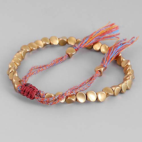 SUNSKYOO - Pulsera de cuentas de cobre con forma de nudos tibetanos