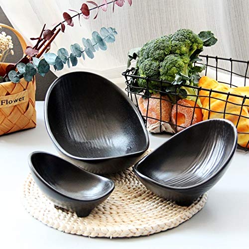 SUNXK Platos creativos Wobble Personalizados Plato japonés Servicio Hoteles vajilla al por Mayor Mate Negro Plato tazón de 10 Pulgadas (Color : Small, Size : 10 Inches)