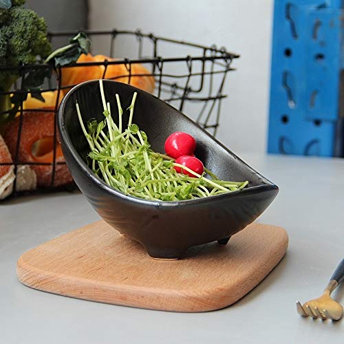 SUNXK Platos creativos Wobble Personalizados Plato japonés Servicio Hoteles vajilla al por Mayor Mate Negro Plato tazón de 10 Pulgadas (Color : Small, Size : 10 Inches)
