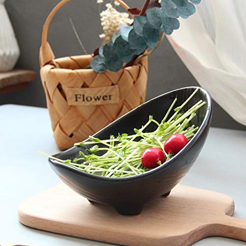 SUNXK Platos creativos Wobble Personalizados Plato japonés Servicio Hoteles vajilla al por Mayor Mate Negro Plato tazón de 10 Pulgadas (Color : Small, Size : 10 Inches)