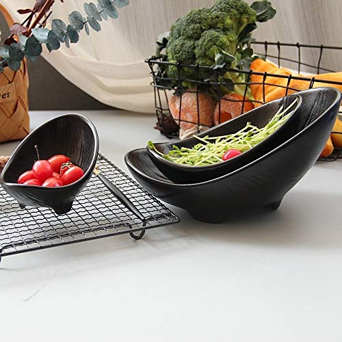 SUNXK Platos creativos Wobble Personalizados Plato japonés Servicio Hoteles vajilla al por Mayor Mate Negro Plato tazón de 10 Pulgadas (Color : Small, Size : 10 Inches)