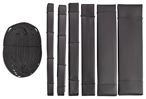 Surtido de mangueras tubos termoretráctiles con los tamaños grandes de 5 mm a 40 mm de diámetro. Ratio de retracción 2:1 Negro (total 20 metros)