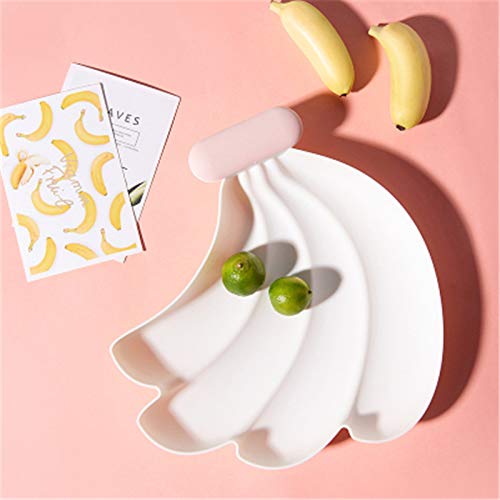 SUZONC Plato De Fruta De Plátano Plato De Fruta De Plástico Hogar Postre Sala De Estar Moderna Olla De Fruta Merienda Plato De Caramelo Blanco + Rosa 27 * 25.5Cm