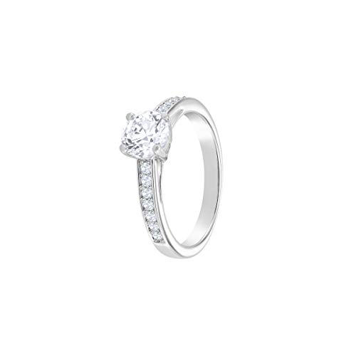 Swarovski Anillo Attract Round, blanco, Baño de Rodio