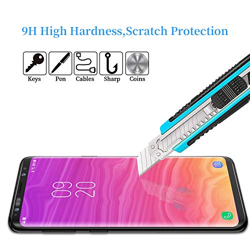 TAMOWA Protector de Pantalla para Samsung Galaxy S8 Plus [2 Piezas], 3D Bordes Redondeados Vidrio Templado Antibalas Pelíula Protectora con Dureza 9H, Anti-Huella Digital, Anti-Burbujas - Negro