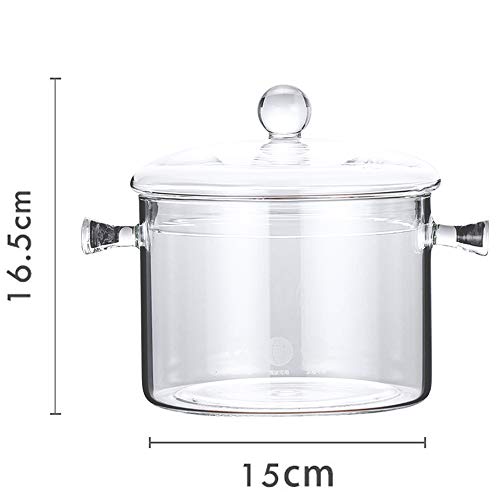 TAMUME 1.5L Olla de Vidrio para Cocinar, Doble Asa