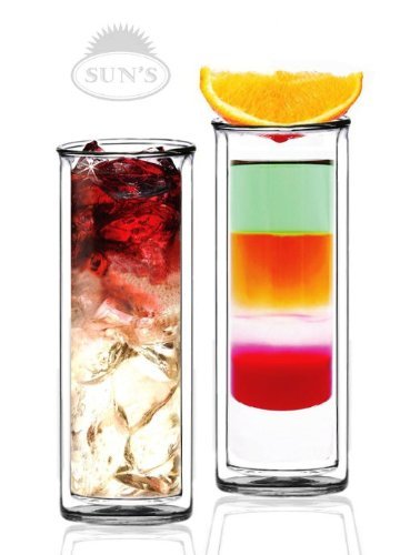 Té del sol (TM) 14 oz fuerte doble pared termo Pilsner Cerveza/cócteles/té helado vasos/copas de champán, juego de 2