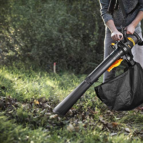 TECCPO 3-en-1 Soplador de Hojas Con Cable, Aspirador, Triturador Eléctrico, 3000W, 11000/14000 RPM, Velocidad de 210-350 km/h, 13m³/min, Relación de Trituración 16:1, 40L Bolsa - TABV01G