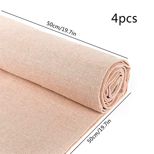 Tela de lino natural, 4 piezas de punto de cruz beige Aida para hacer prendas de vestir, artesanía, bordado de 20 pulgadas, lino de Fabraic para tapicería, maceta decoración y mantel D