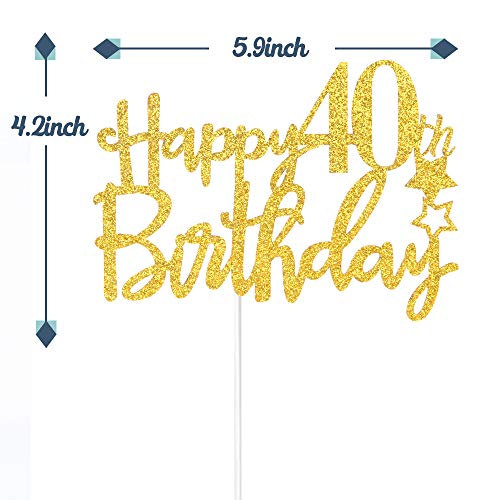 Tenhaisi Gilttery - Decoración para tarta de 40 cumpleaños, diseño de cumpleaños