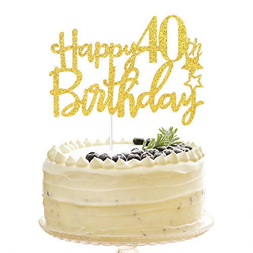 Tenhaisi Gilttery - Decoración para tarta de 40 cumpleaños, diseño de cumpleaños