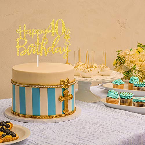 Tenhaisi Gilttery - Decoración para tarta de 40 cumpleaños, diseño de cumpleaños