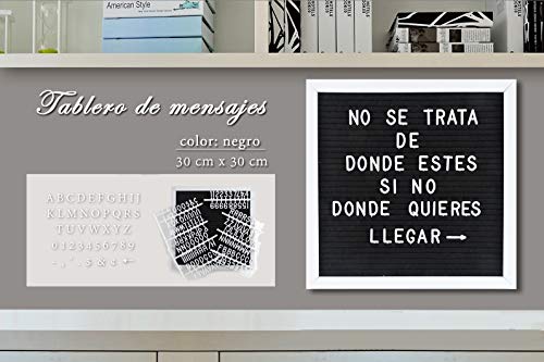 TH Tablero Fieltro Pizarra Mensaje Letras DIY 30x30 (Negro)