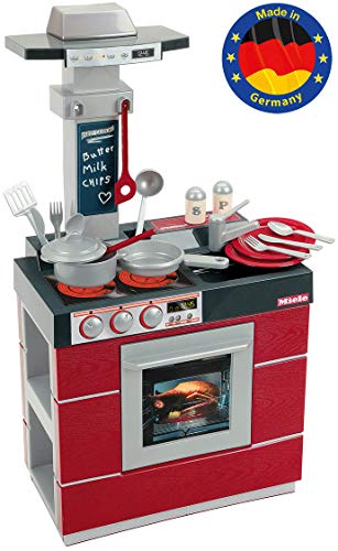 Theo Klein 9044 Cocina Miele Kompakt, Cocina para niños con horno, campana de extracción, fregadero y accesorios, Se puede utilizar por ambos lados, a partir de 3 años, 28 cm x 47 cm x 88,5 cm