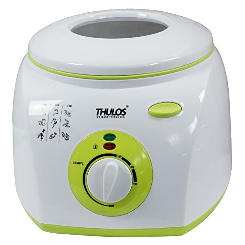Thulos Freidora eléctrica con Capacidad para 2 litros de Aceite, Cuenta con 1300W de Potencia, termostato, Tapa con Ventana para controlar el Proceso de fritura TH-FR20.