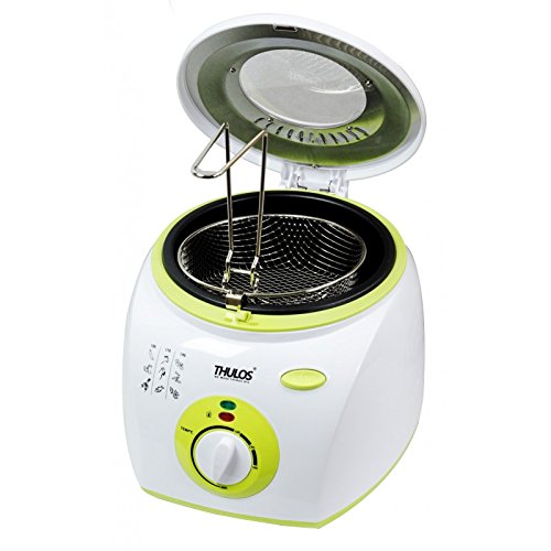 Thulos Freidora eléctrica con Capacidad para 2 litros de Aceite, Cuenta con 1300W de Potencia, termostato, Tapa con Ventana para controlar el Proceso de fritura TH-FR20.