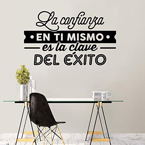 Tianpengyuanshuai Citas Inspiradoras Etiqueta de la Pared Letras en español La Confianza es la Clave del éxito Decoración del hogar Mural de aula-57x33cm