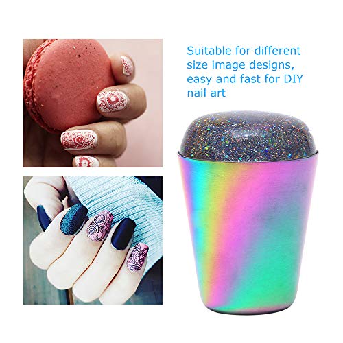 Tickas Manija Colorida - Mango Colorido Estampador de Uñas Brillante Cabeza Holográfica Estampador de Silicona Transparente Para Placa de Estampado de Uñas