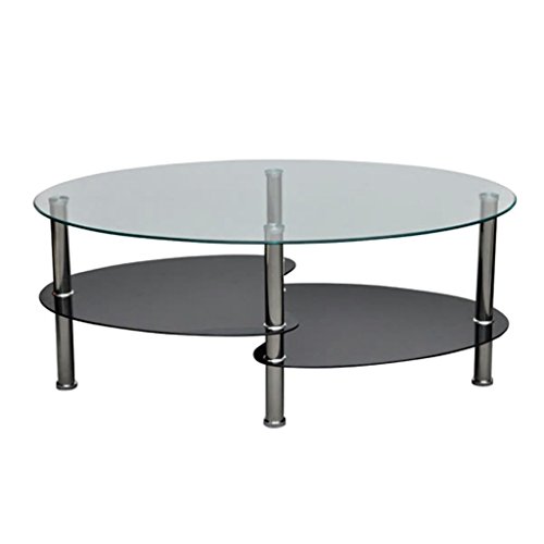 Tidyard Mesa de Centro con Diseño Exclusivo de 3 Niveles Mesa de Cristal Mesita de Noche Mesa de Café de Vidrio para Estar o Dormitorio Vidrio Templado 90x45x43cm Negro