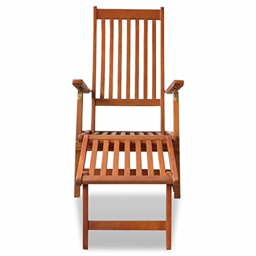 Tidyard Tumbona Plegable de Jardín Exterior con Reposapiés para Jardín Balcón Patio Piscina Terraza,Tumbona de Playa,3 Ajustes de Altura,Madera de Acacia,167x56x75cm