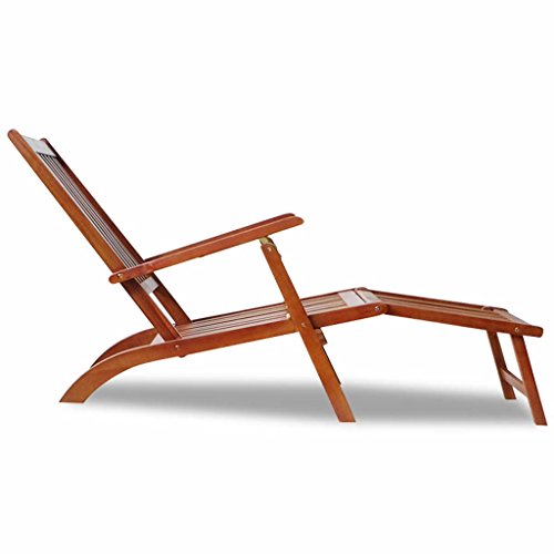 Tidyard Tumbona Plegable de Jardín Exterior con Reposapiés para Jardín Balcón Patio Piscina Terraza,Tumbona de Playa,3 Ajustes de Altura,Madera de Acacia,167x56x75cm