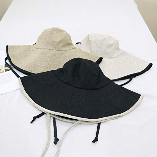 TIEDAN Sombrero de Pescador de Borde Grande Verano Salvaje Cubierta Anti-Ultravioleta Sombrero para el Sol sombrilla Sombrero para el Sol-Negro_Metro