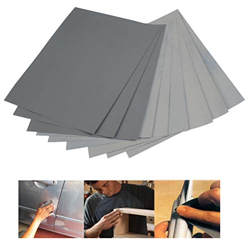 TIMESETL 10 Piezas Papel De Lija 3000 5000 7000Grit Surtido Papel de Lija Seco/al Agua para Industria Automotriz de Lijar Metal/Jade/Joyería/Cera Ámbar/Uñas