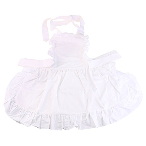 Tinksky Delantales lindos para chicas camarera Vintage delantal mujer cocina delantal (blanco)