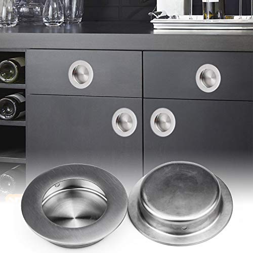 Tirador Empotrado Puerta Corredera de Acero Inoxidable Ø50mm redondo empuñaduras empotradas 4 piezas empotrada deslizante puerta para Muebles Tirador uñero para cajones y armarios