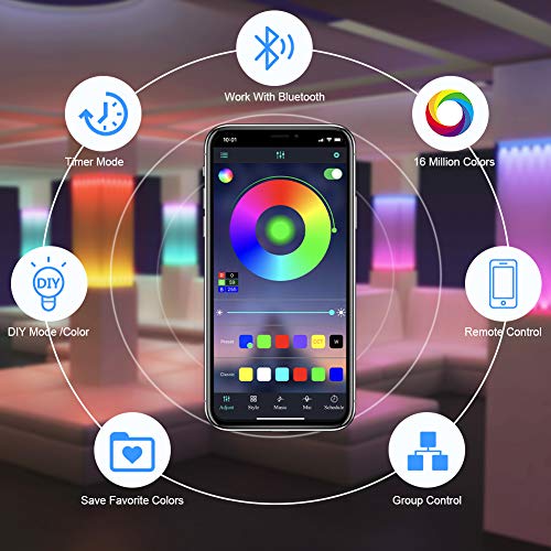 Tiras LED 10M Bluetooth, Teaisiy Tira de LED RGB 5050 Impermeable IP65 con 12V 300LEDS y 40 Botones Control Remoto para Casa, Bar, Fiesta, Restaurante