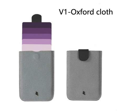 Titulares de Tarjetas de Cuero Mini Slim Portátil Tirado Hombres Tarjeta de crédito Cartera Gradiente de Color 5 Tarjetas Dinero Corto Bolso de mujer-V1-Morado y Gris