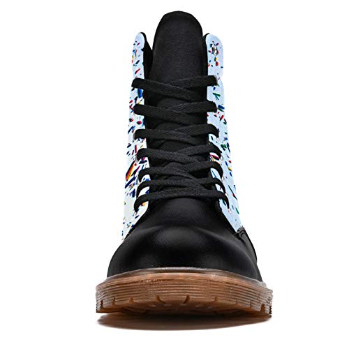 TIZORAX Botas de invierno para las mujeres de color confeti impresiones de alta parte superior con cordones clásicos zapatos de la escuela de lona, color Multicolor, talla 39.5 EU