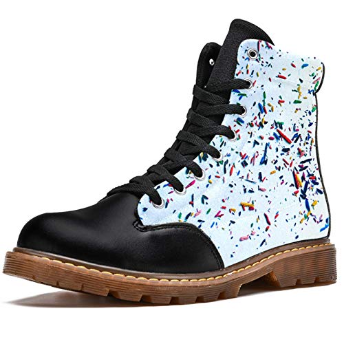 TIZORAX Botas de invierno para las mujeres de color confeti impresiones de alta parte superior con cordones clásicos zapatos de la escuela de lona, color Multicolor, talla 39.5 EU