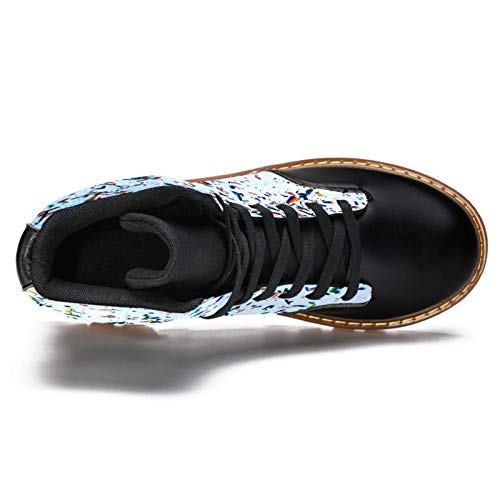 TIZORAX Botas de invierno para las mujeres de color confeti impresiones de alta parte superior con cordones clásicos zapatos de la escuela de lona, color Multicolor, talla 39.5 EU