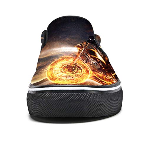 TIZORAX - Mocasines de lona para mujer y niña, diseño de motor de fuego, color Multicolor, talla 37 EU