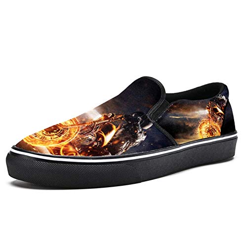TIZORAX - Mocasines de lona para mujer y niña, diseño de motor de fuego, color Multicolor, talla 37 EU