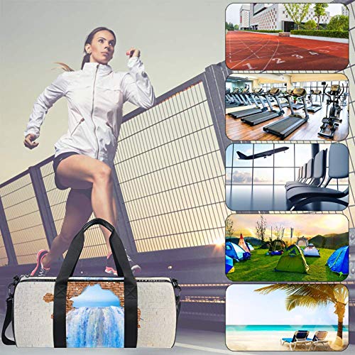 TIZORAX Ocean Water Flows Hole Wall Gym Duffle Bag Drum Tote Fitness Travel Bag Rooftop Rack Bag