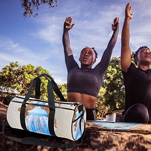 TIZORAX Ocean Water Flows Hole Wall Gym Duffle Bag Drum Tote Fitness Travel Bag Rooftop Rack Bag