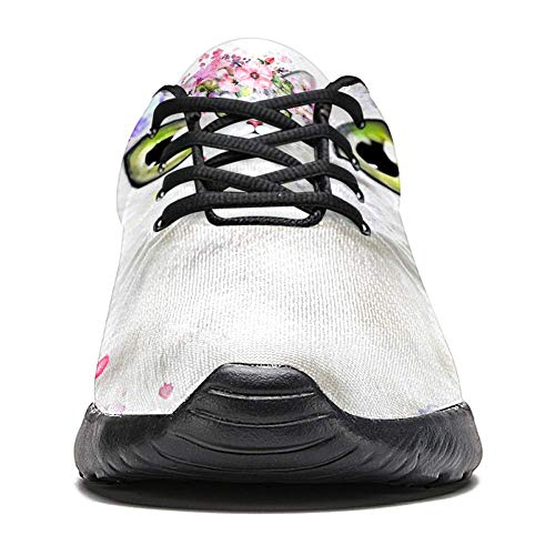 TIZORAX Zapatillas de correr para mujer gato en corona de flores de malla transpirable senderismo tenis zapatos de tenis, color Multicolor, talla 41.5 EU