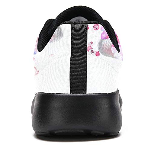 TIZORAX Zapatillas de correr para mujer gato en corona de flores de malla transpirable senderismo tenis zapatos de tenis, color Multicolor, talla 41.5 EU