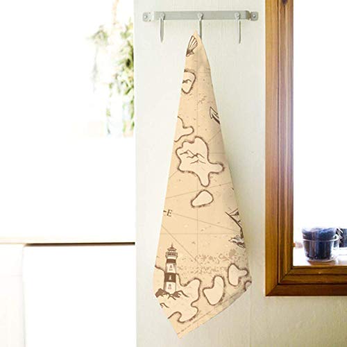 Toalla de mano estilo vintage náutico marinero, toalla de mano 100% algodón, 28x16in, peso ligero, fino, secado rápido, para el gimnasio, cara, baño, cocina, vajilla, toalla decorativa de baño