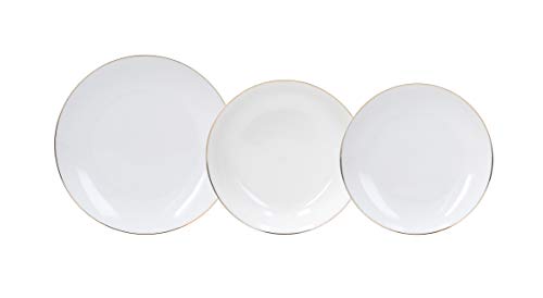 Tognana Oro Vajilla de 18 piezas con abrazadera, porcelana