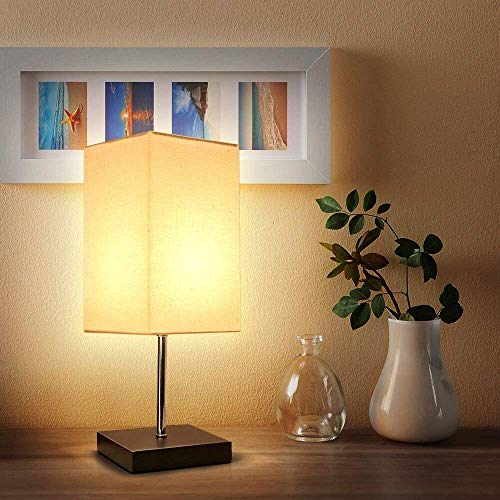 Tomshine Lámpara de Mesa, Lámpara Mesita de Noche, Madera maciza minimalista y Pantalla de telaperfecto para Dormitorio, Sala de Estar, Cafetería, Habitación de Bebé