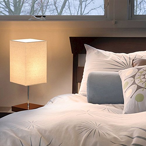 Tomshine Lámpara de Mesa, Lámpara Mesita de Noche, Madera maciza minimalista y Pantalla de telaperfecto para Dormitorio, Sala de Estar, Cafetería, Habitación de Bebé