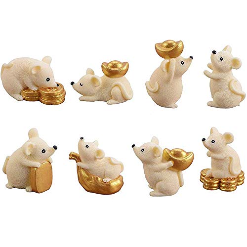 TOOGOO 8 Unids Miniatura Rata Mesa de Oficina Escritorio DIY Dollhouse DecoracióN Figuras Resina Dinero Ratas Adorables Adornos Estatua para JardíN Coche Tablero de Instrumentos Regalo